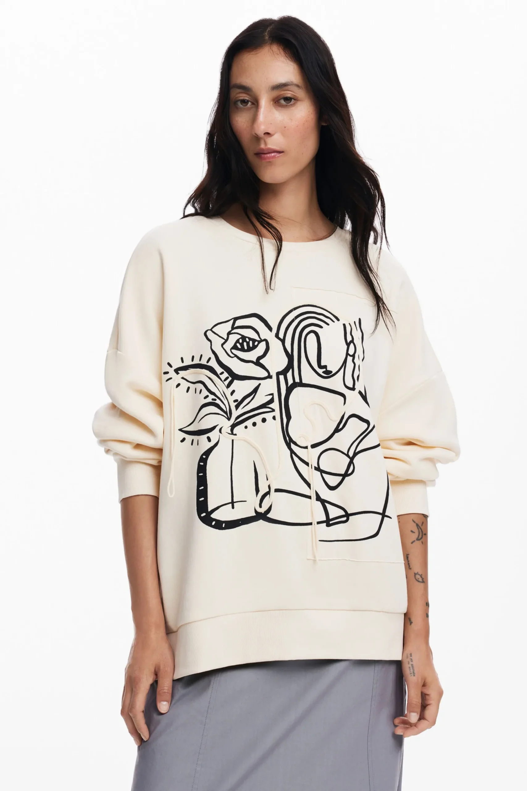 Sudaderas|Jerséis-Desigual Sudadera oversize flor