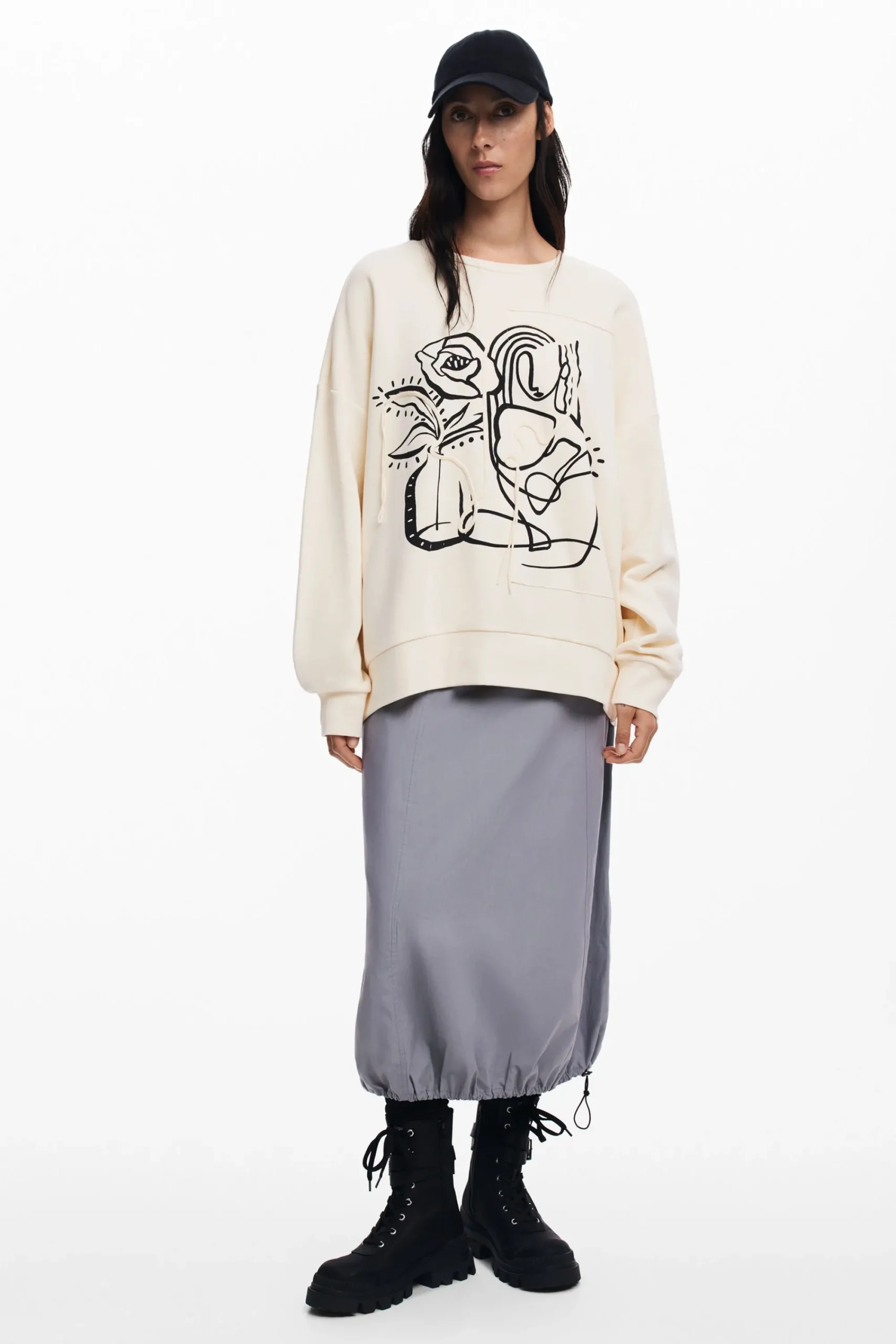 Sudaderas|Jerséis-Desigual Sudadera oversize flor