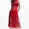 Ropa De Punto|Camisas Y Blusas-Desigual Top red flecos