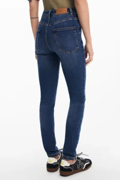 Vaqueros|Pantalones-Desigual Vaquero recto bolsillos liso