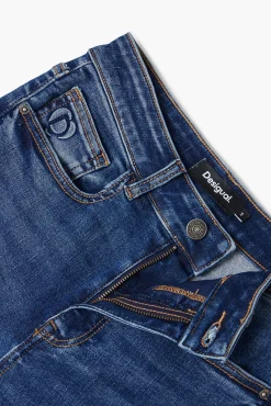 Vaqueros|Pantalones-Desigual Vaquero recto bolsillos liso