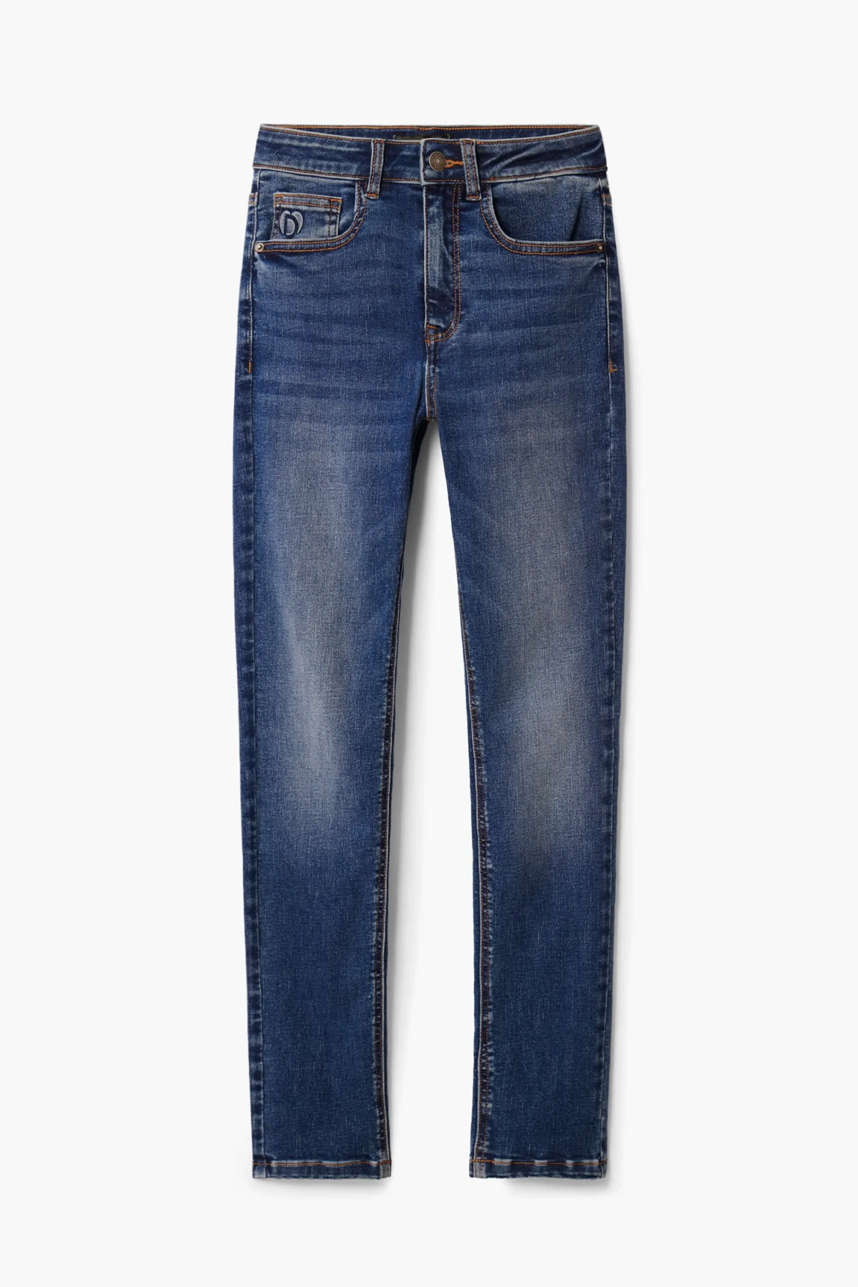 Vaqueros|Pantalones-Desigual Vaquero recto bolsillos liso