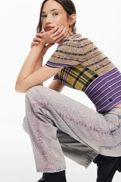 Vaqueros|Pantalones-Desigual Vaquero recto brillantes