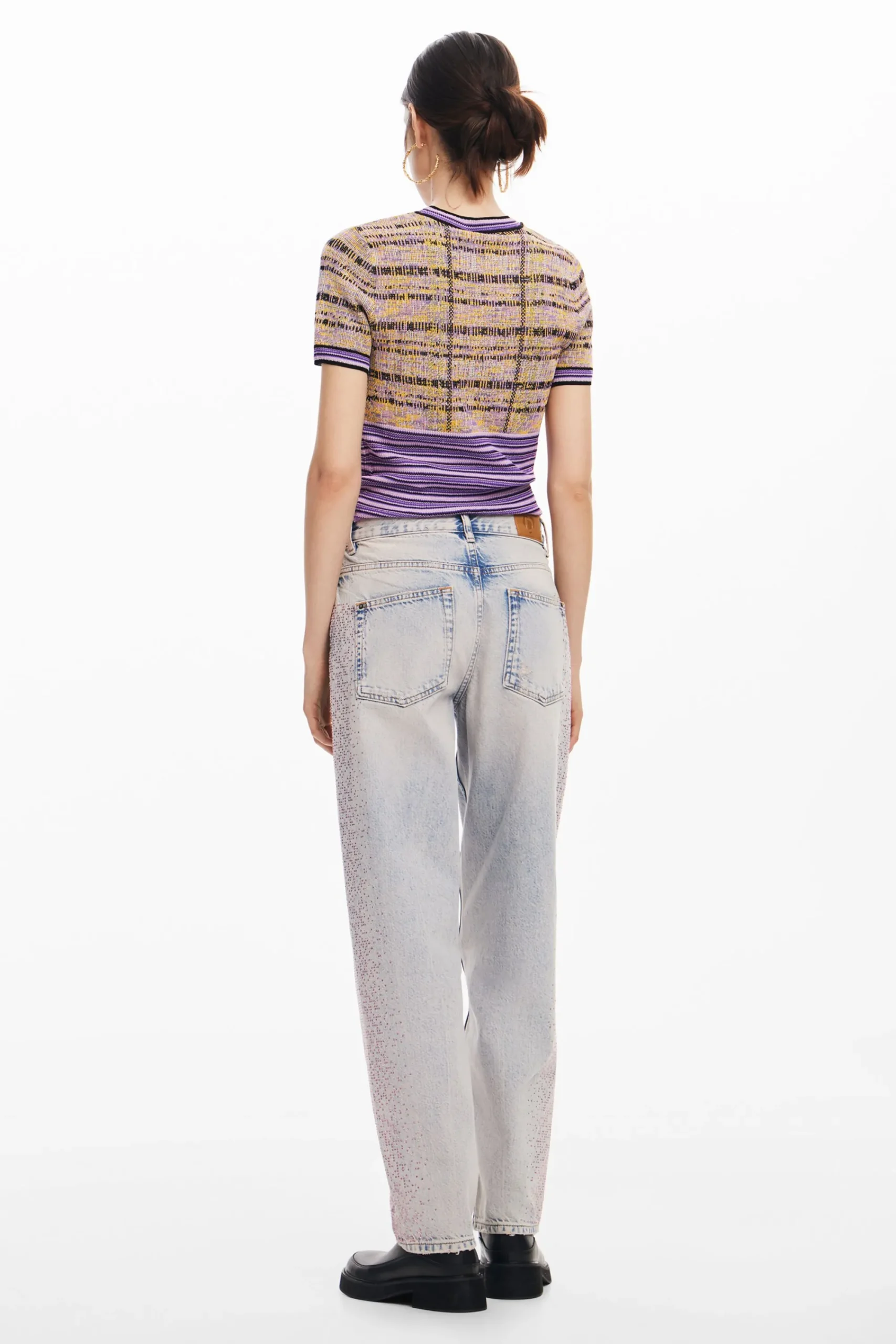 Vaqueros|Pantalones-Desigual Vaquero recto brillantes