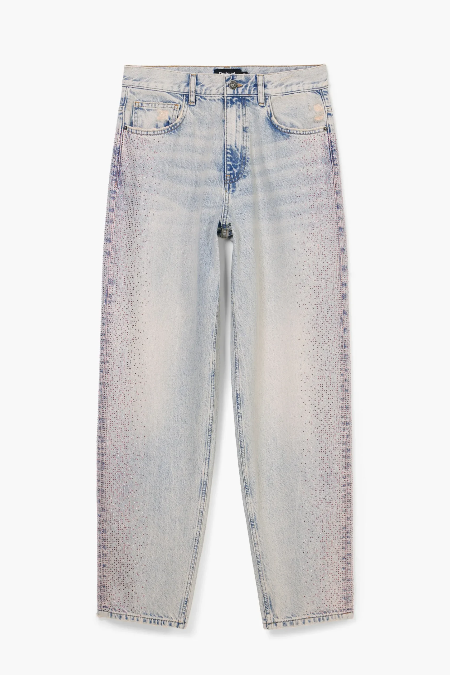 Vaqueros|Pantalones-Desigual Vaquero recto brillantes