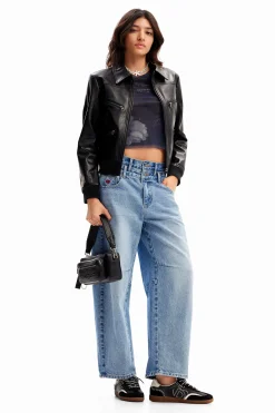 Vaqueros|Pantalones-Desigual Vaqueros Balloon cintura doble