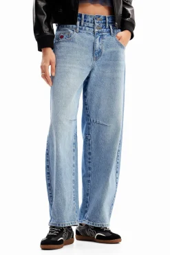Vaqueros|Pantalones-Desigual Vaqueros Balloon cintura doble