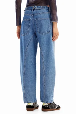 Vaqueros|Pantalones-Desigual Vaqueros Balloon cintura doble