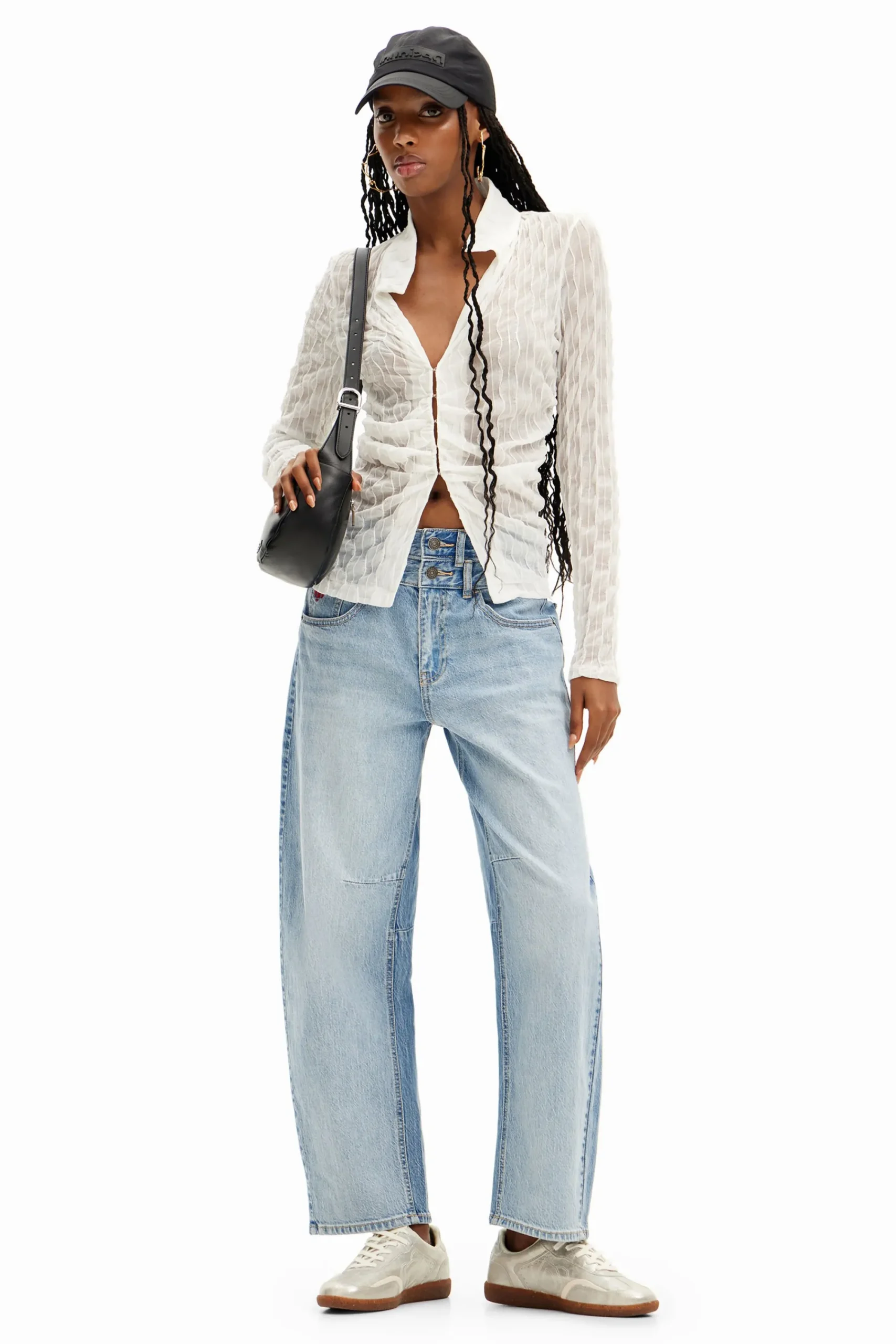 Vaqueros|Pantalones-Desigual Vaqueros Balloon cintura doble