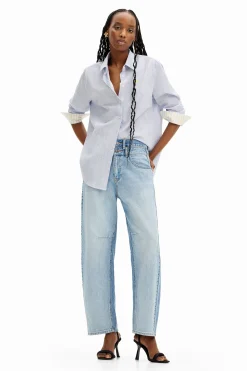 Vaqueros|Pantalones-Desigual Vaqueros Balloon cintura doble