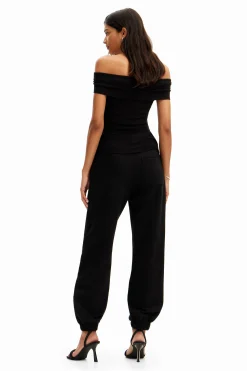 Vaqueros|Pantalones-Desigual Vaqueros jogger contraste