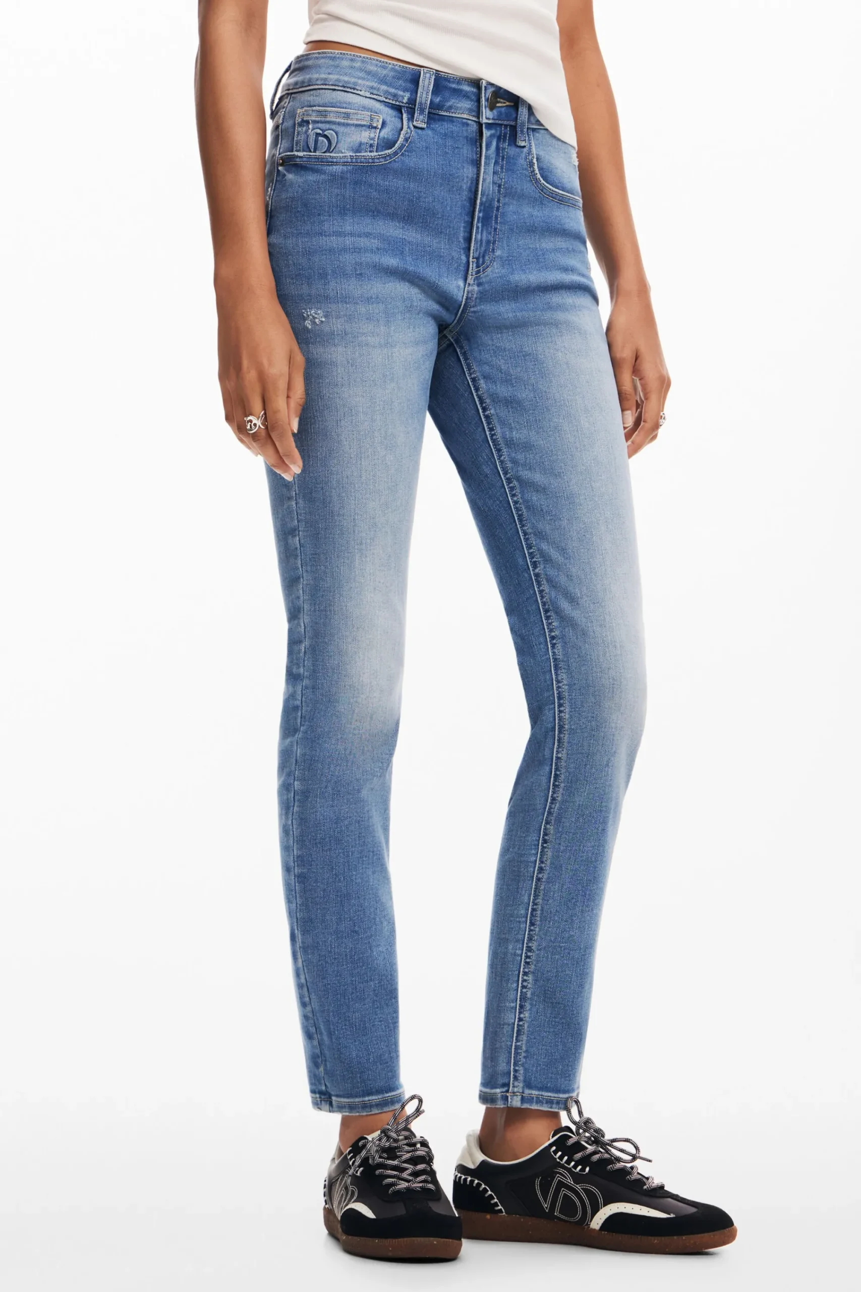 Vaqueros|Pantalones-Desigual Vaqueros skinny lisos