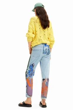Jeans Y Pantalones-Desigual Vaqueros straight estampado India