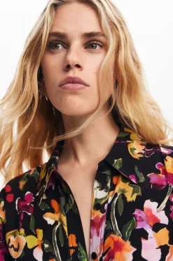 Vestidos Y Monos-Desigual Vestido camisero flores