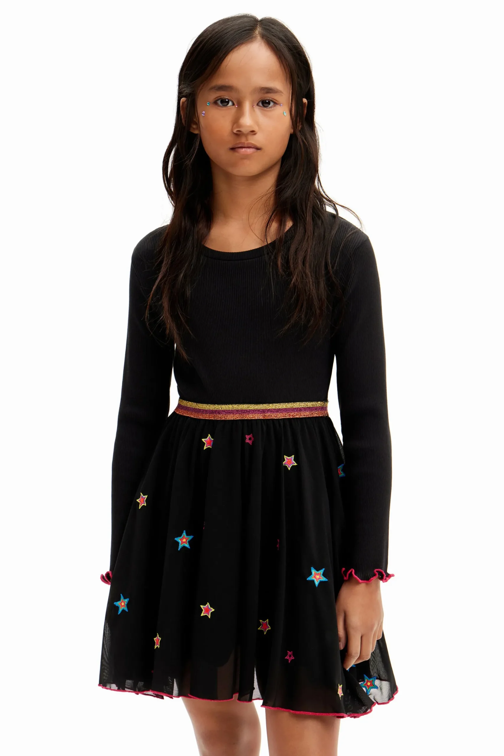 Vestidos-Desigual Vestido combinado estrellas