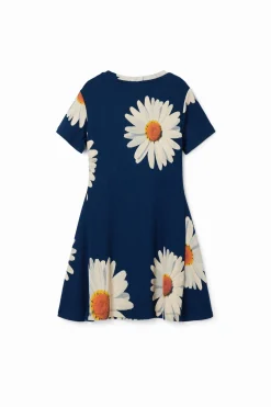 Vestidos-Desigual Vestido corto canalé margaritas