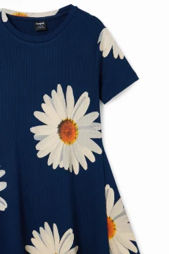 Vestidos-Desigual Vestido corto canalé margaritas