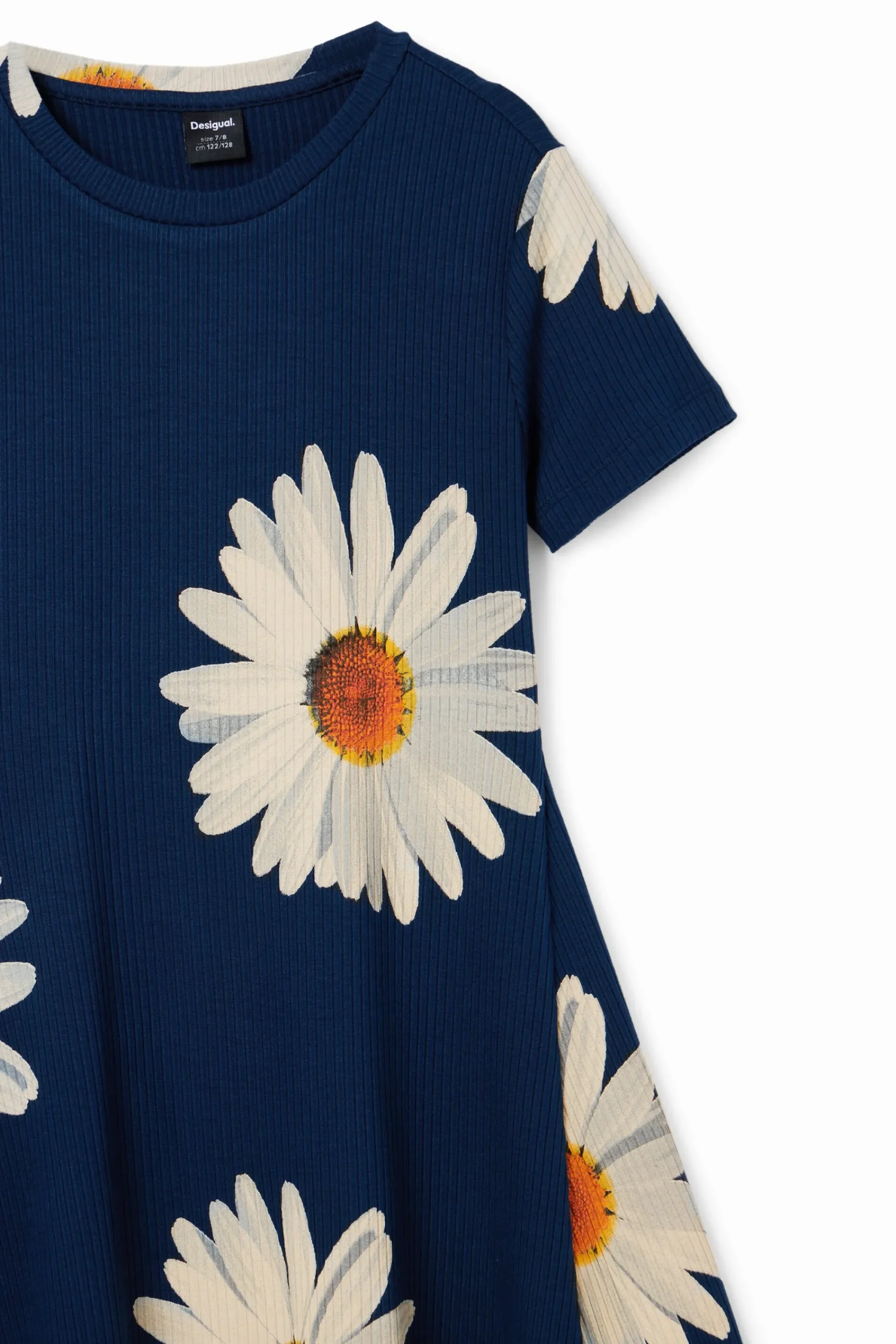 Vestidos-Desigual Vestido corto canalé margaritas