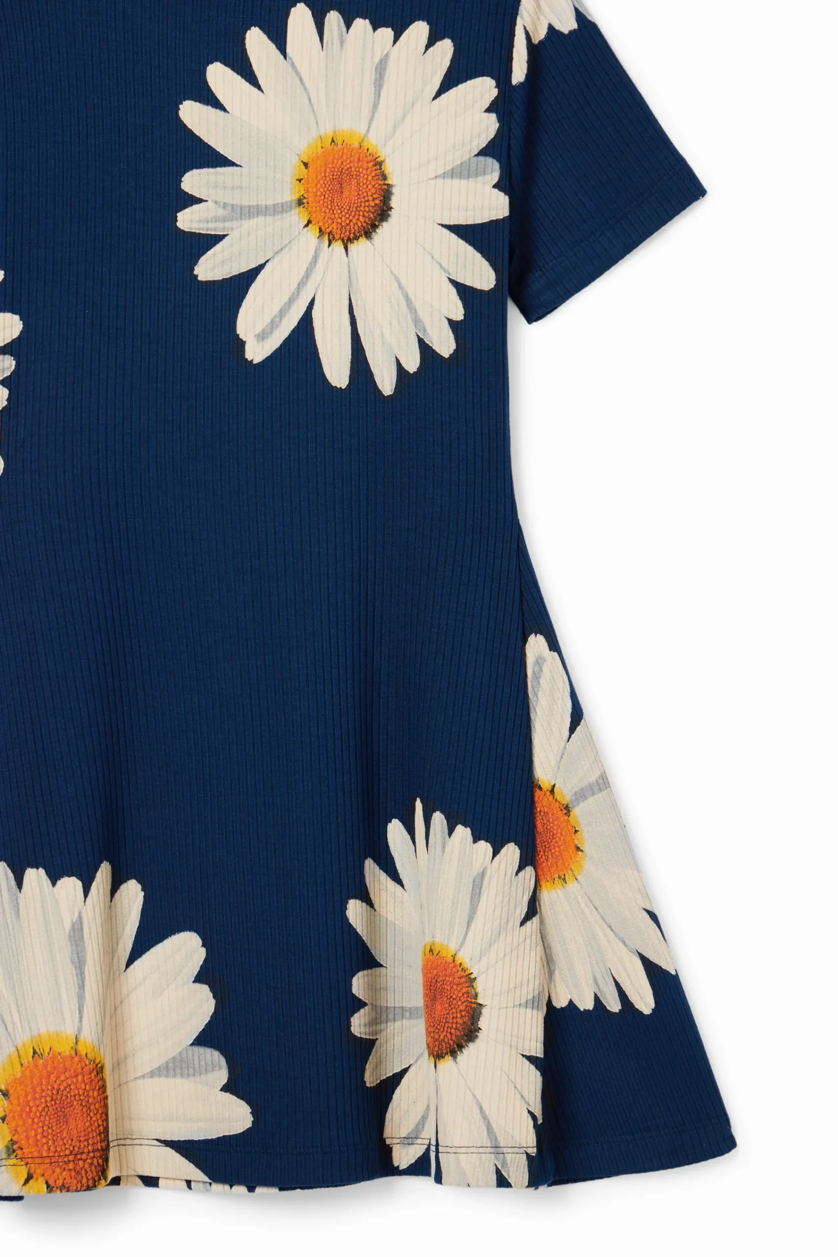 Vestidos-Desigual Vestido corto canalé margaritas