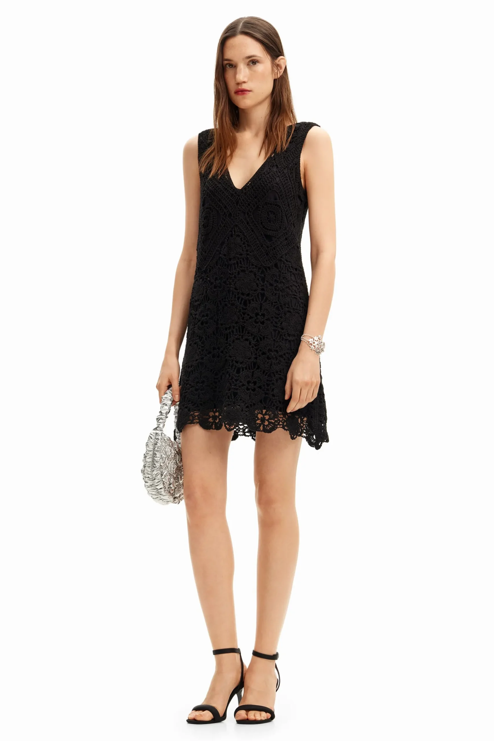 Vestidos Y Monos-Desigual Vestido corto crochet