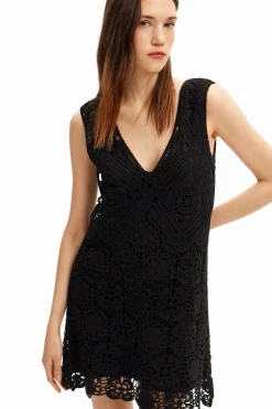 Vestidos Y Monos-Desigual Vestido corto crochet