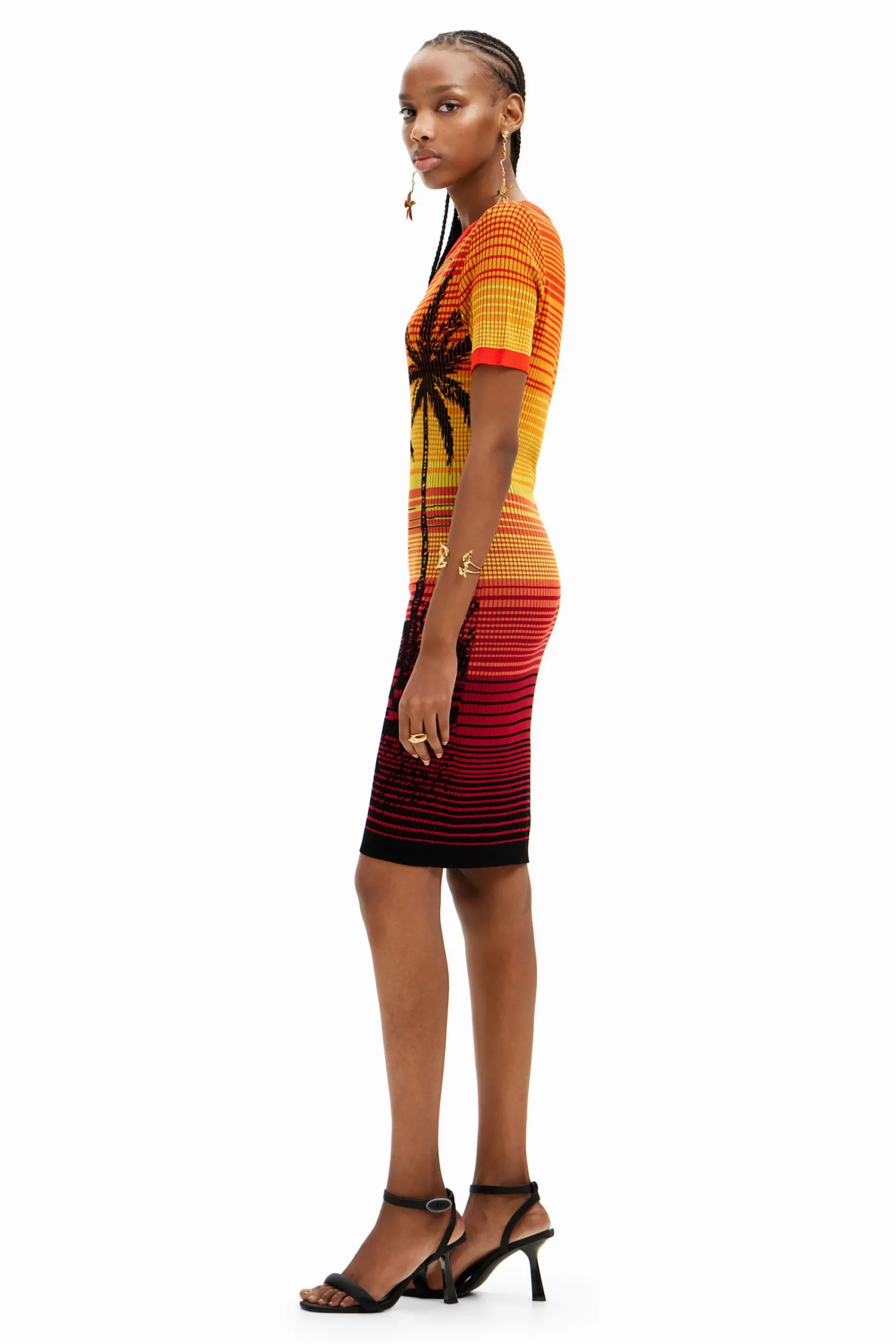 Vestidos Y Monos-Desigual Vestido corto punto palmeras