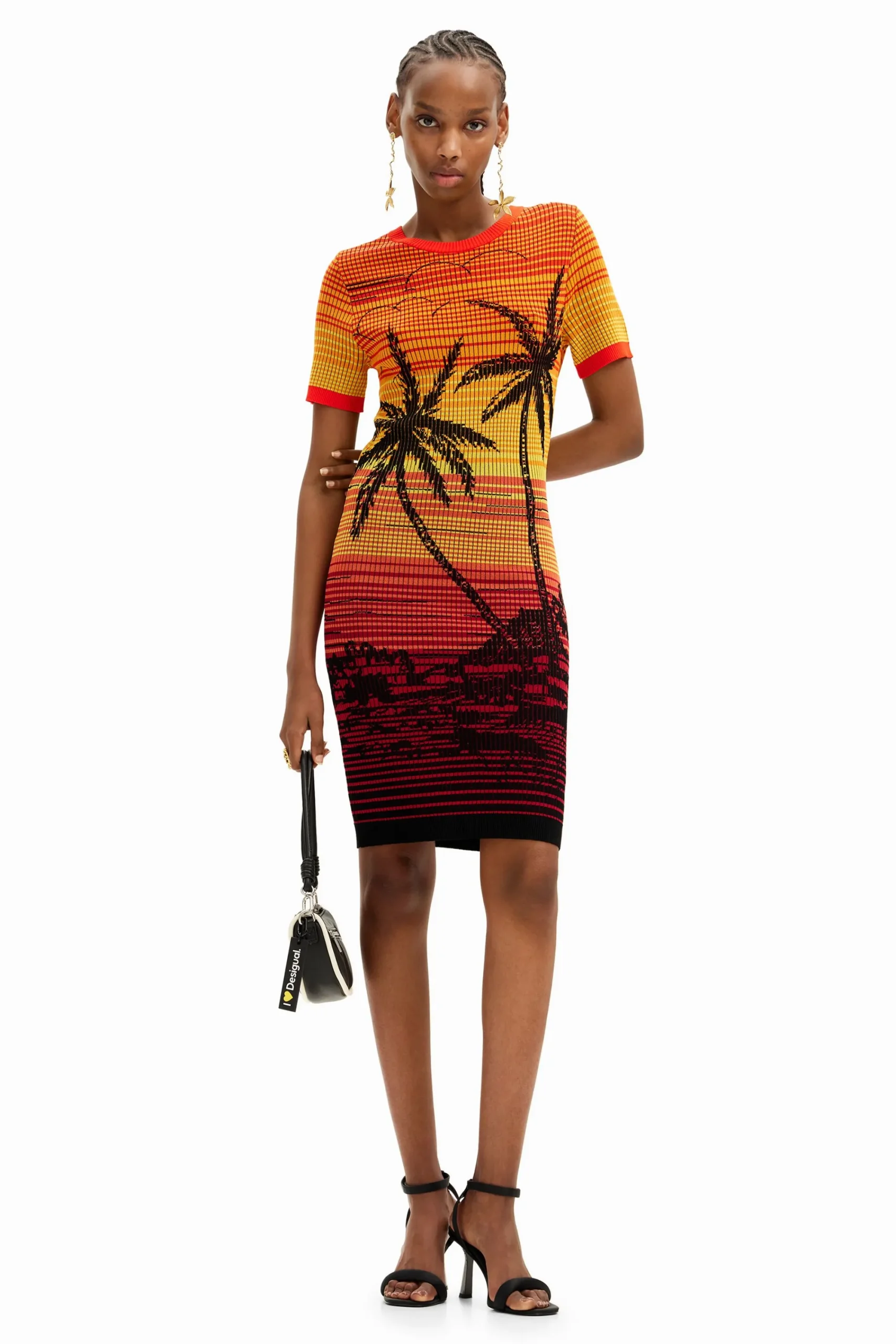 Vestidos Y Monos-Desigual Vestido corto punto palmeras