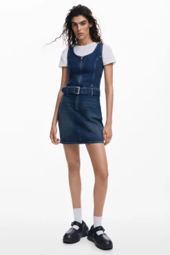 Vestidos Y Monos-Desigual Vestido denim cinturón