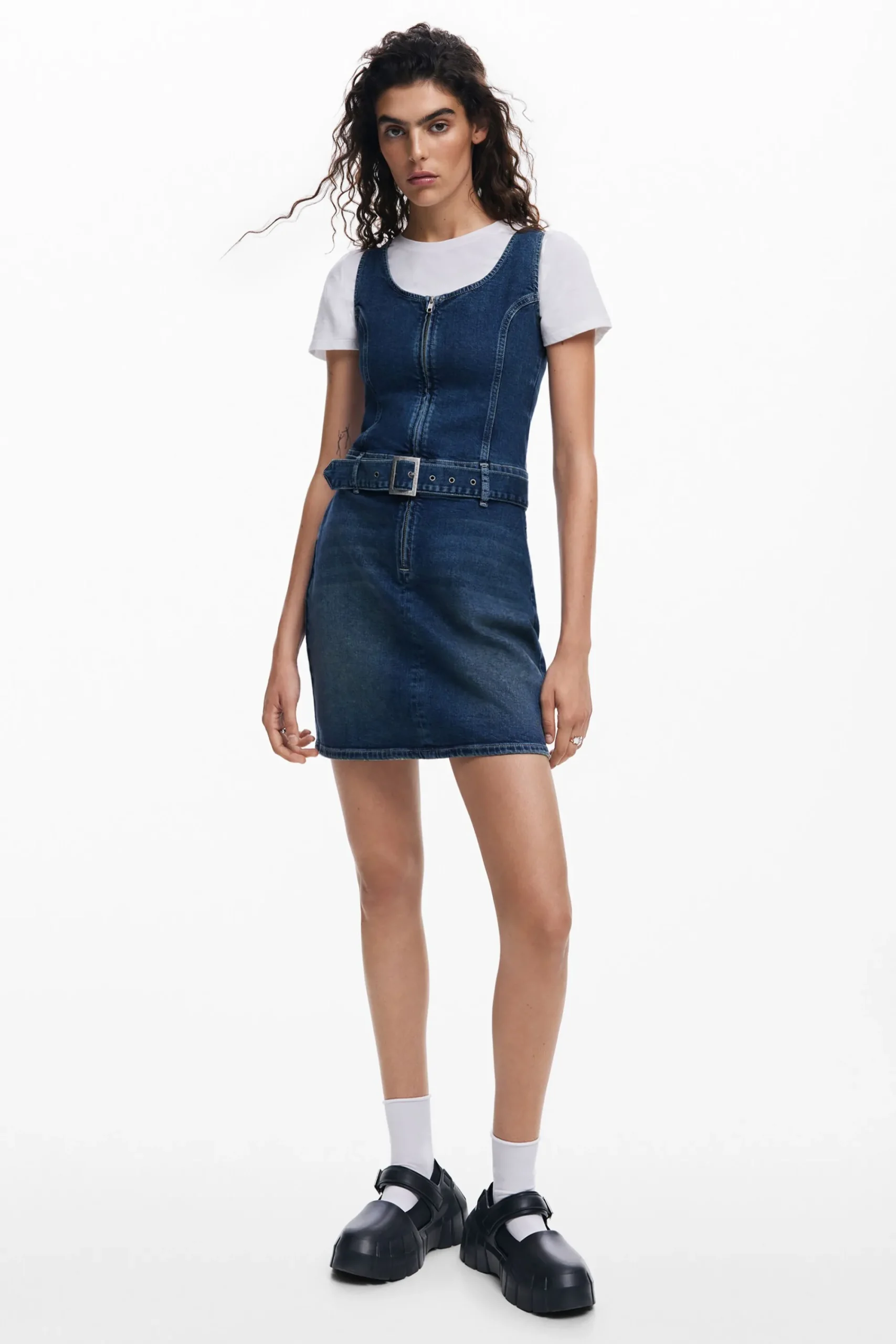 Vestidos Y Monos-Desigual Vestido denim cinturón