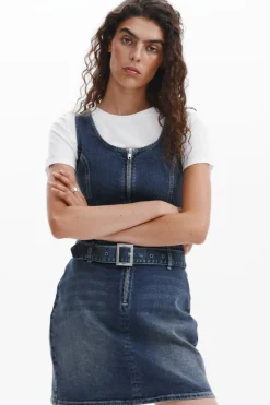 Vestidos Y Monos-Desigual Vestido denim cinturón