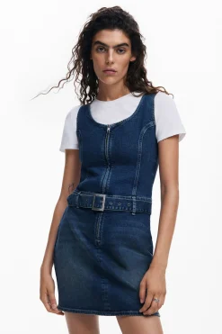 Vestidos Y Monos-Desigual Vestido denim cinturón
