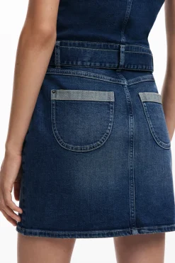 Vestidos Y Monos-Desigual Vestido denim cinturón