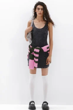 Vestidos Y Monos-Desigual Vestido denim efecto lavado