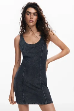 Vestidos Y Monos-Desigual Vestido denim efecto lavado