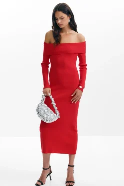 Ropa De Punto|Vestidos Y Monos-Desigual Vestido escote bardot