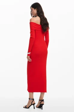 Ropa De Punto|Vestidos Y Monos-Desigual Vestido escote bardot