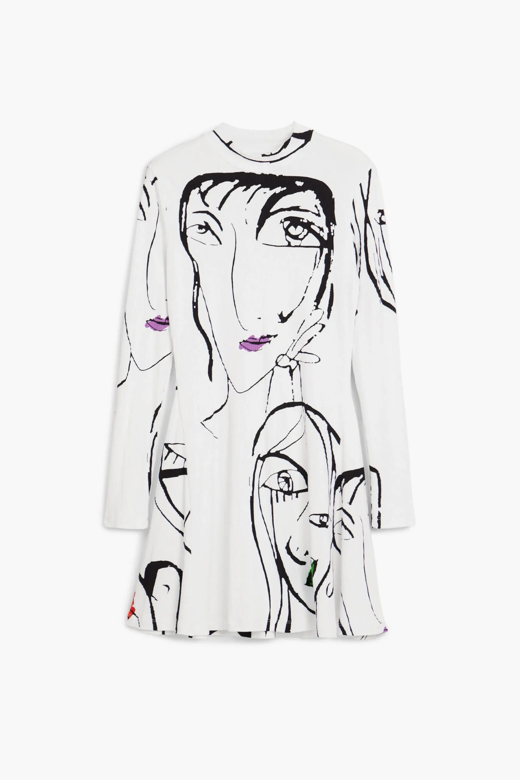 Vestidos Y Monos-Desigual Vestido estampado caras