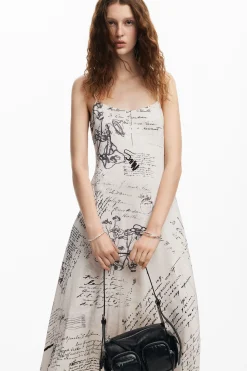 Vestidos Y Monos-Desigual Vestido estampado periódico