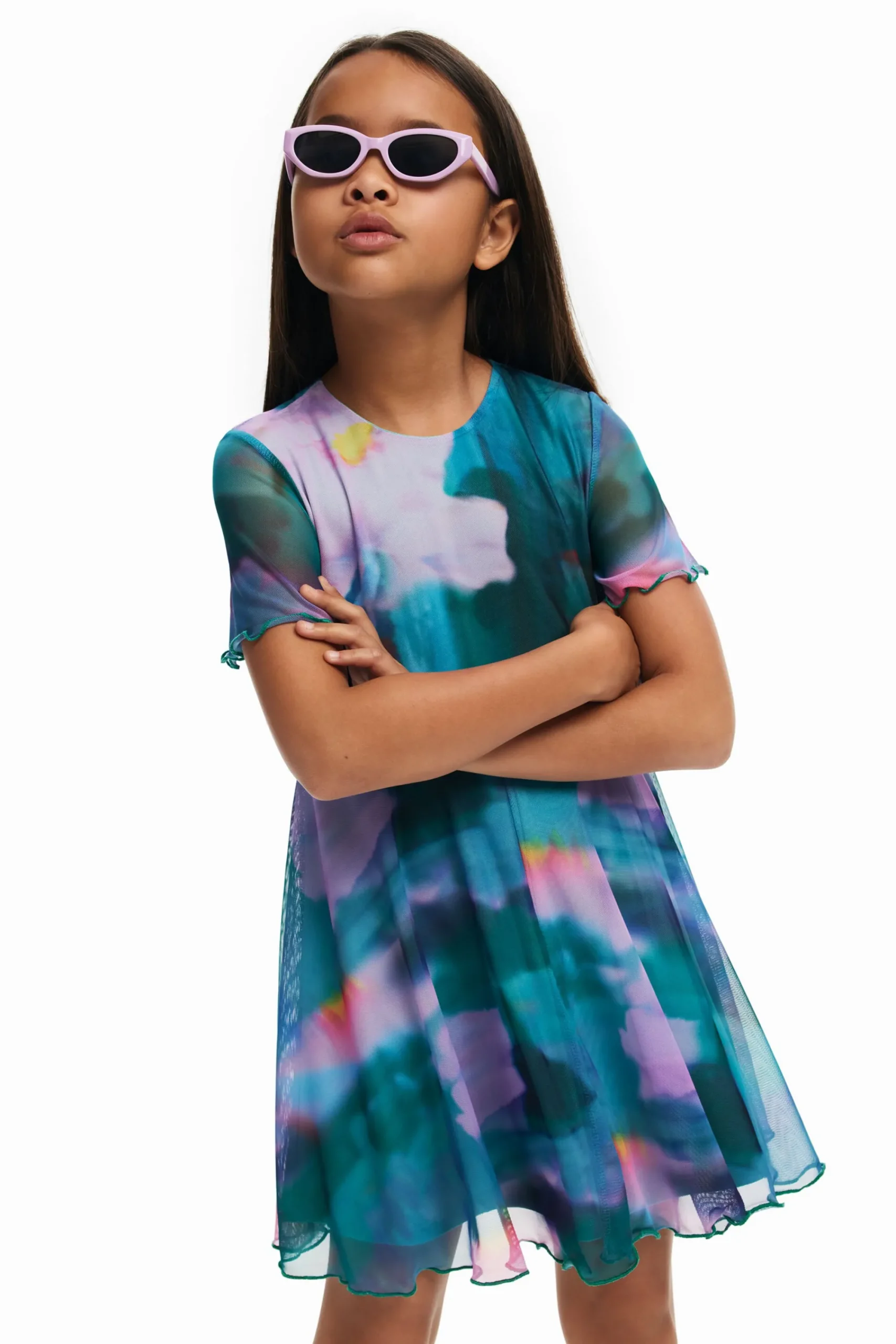 Vestidos-Desigual Vestido falda plisada