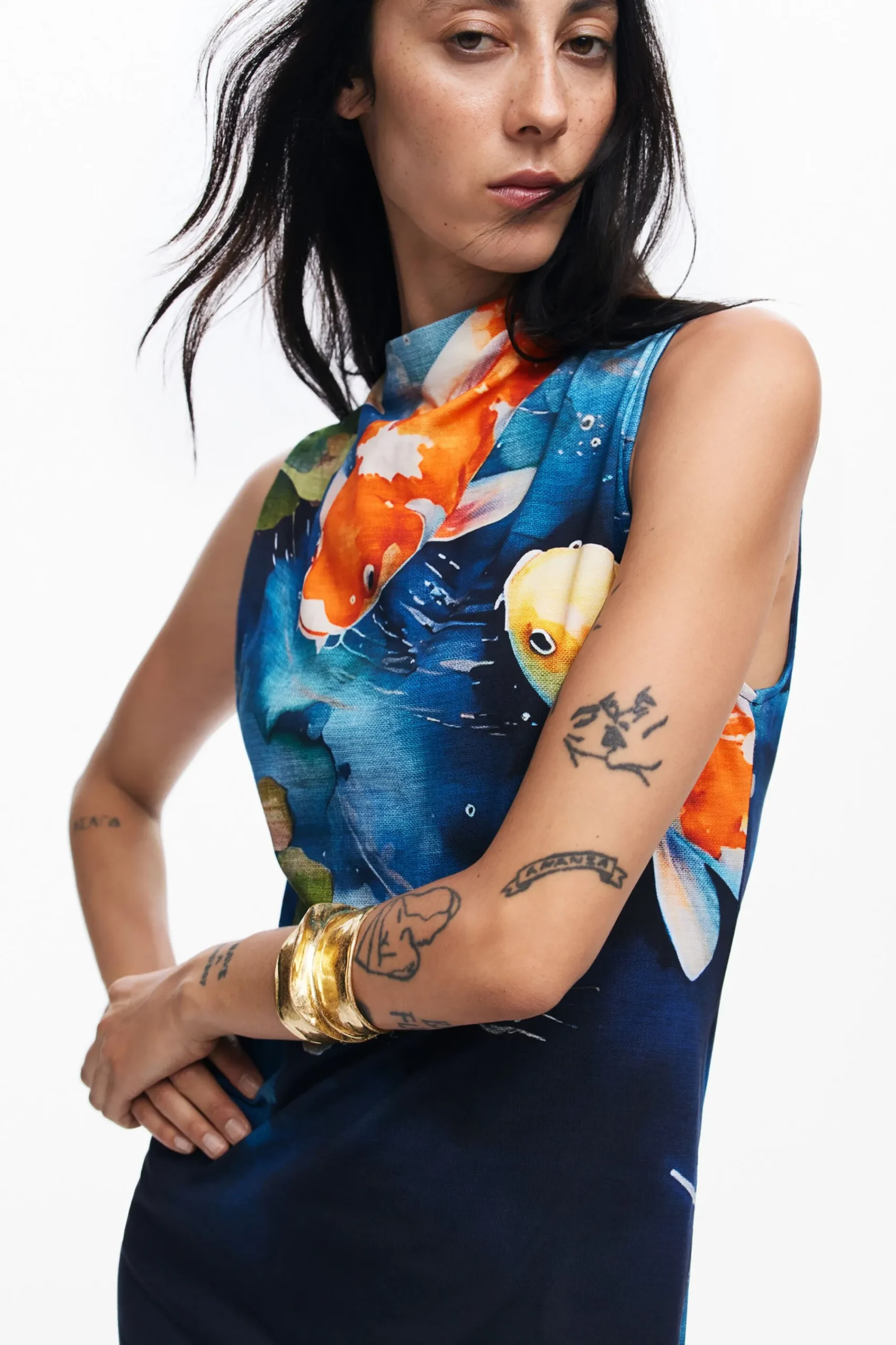 Vestidos Y Monos-Desigual Vestido Koi