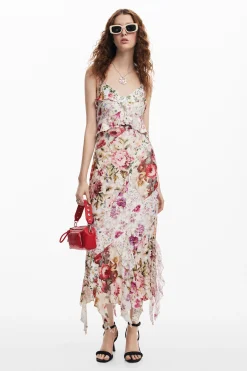 Vestidos Y Monos-Desigual Vestido largo flores