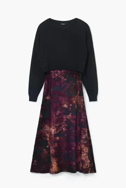 Ropa De Punto|Vestidos Y Monos-Desigual Vestido midi 2 en 1