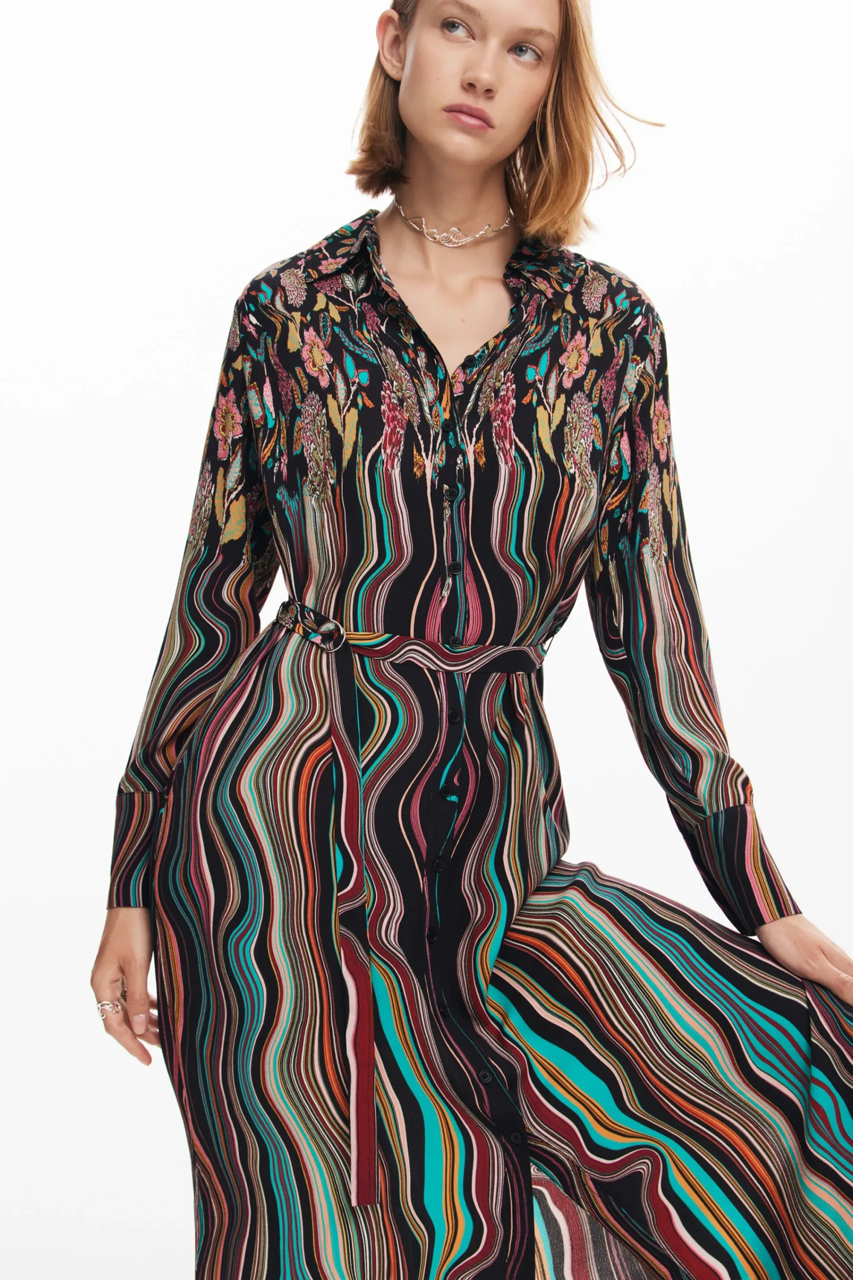 Vestidos Y Monos-Desigual Vestido midi camisero