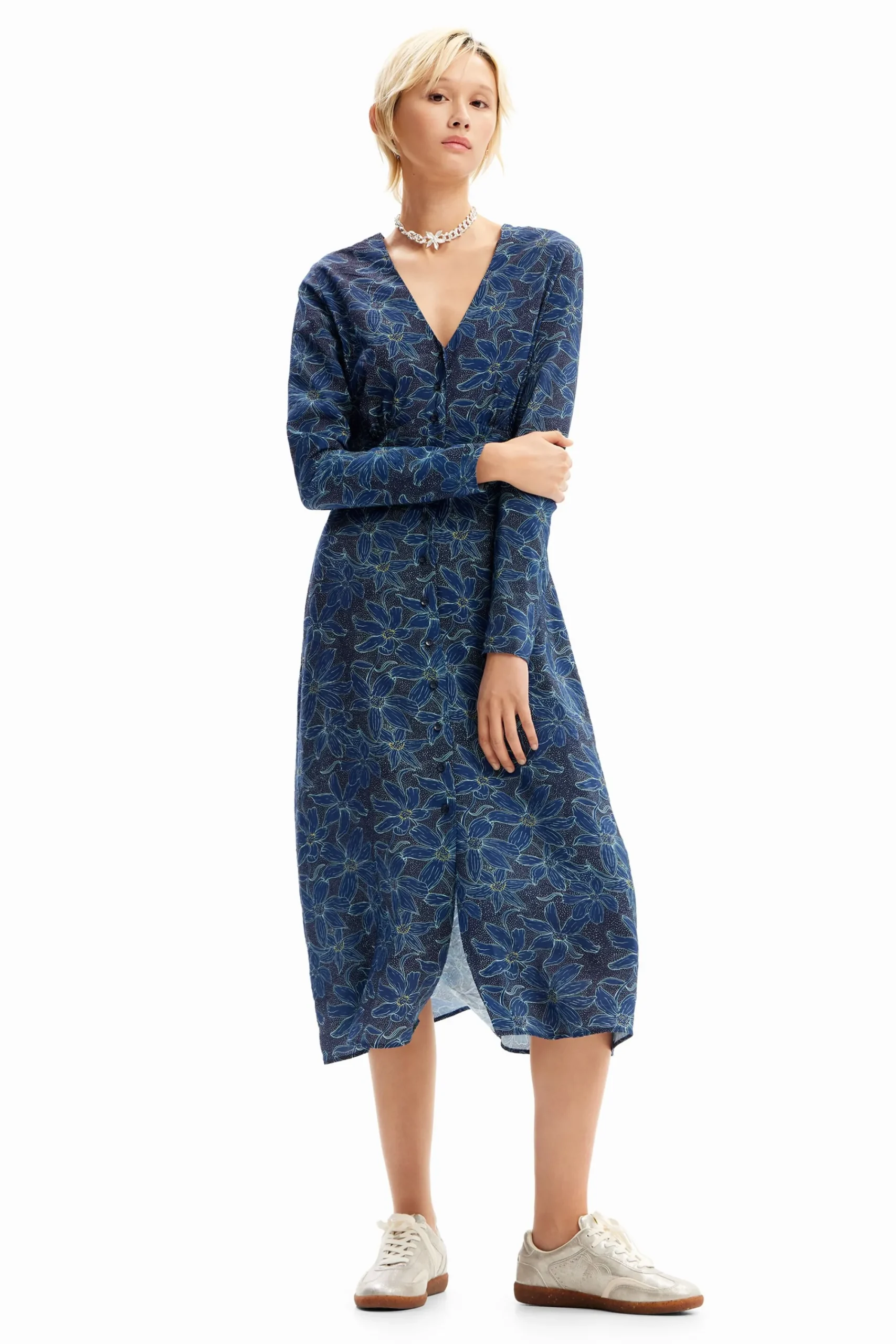 Vestidos Y Monos-Desigual Vestido midi camisero flores