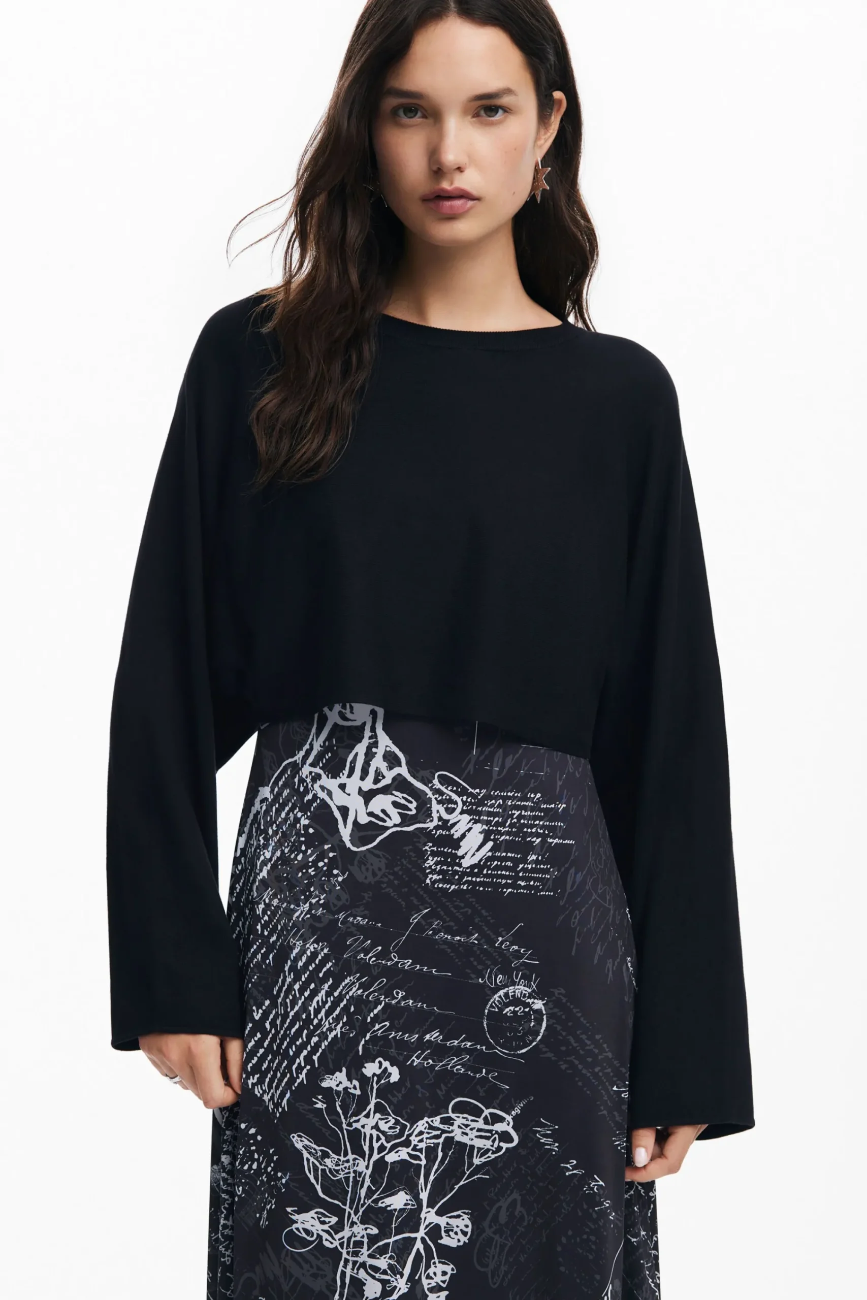 Ropa De Punto|Vestidos Y Monos-Desigual Vestido midi combinado