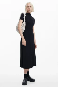 Vestidos Y Monos-Desigual Vestido midi cuello alto