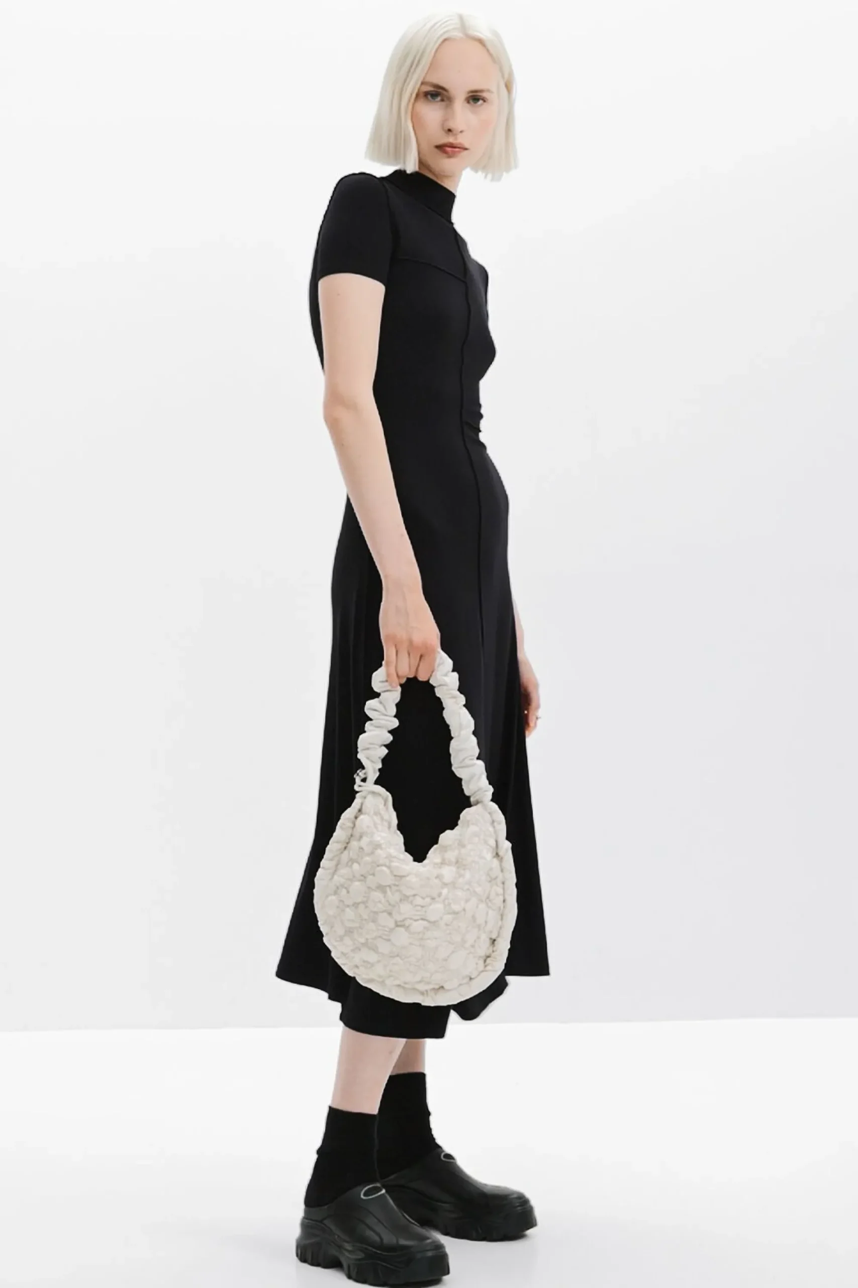 Vestidos Y Monos-Desigual Vestido midi cuello alto