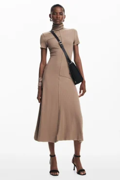 Vestidos Y Monos-Desigual Vestido midi cuello alto