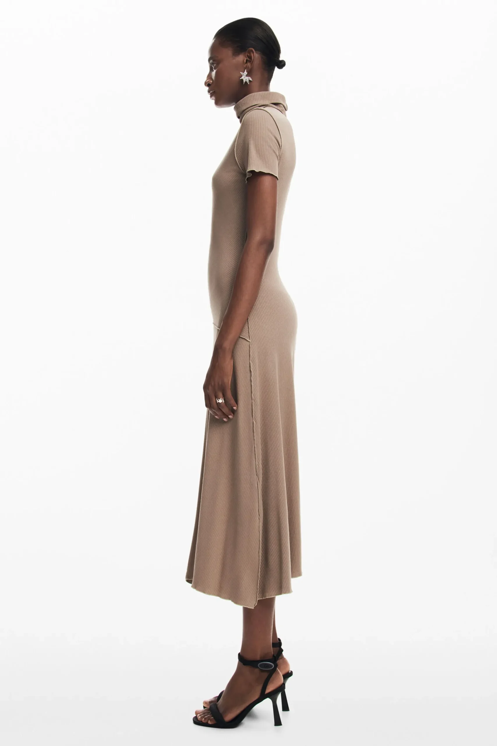 Vestidos Y Monos-Desigual Vestido midi cuello alto