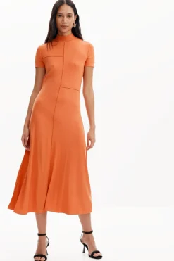 Vestidos Y Monos-Desigual Vestido midi cuello alto